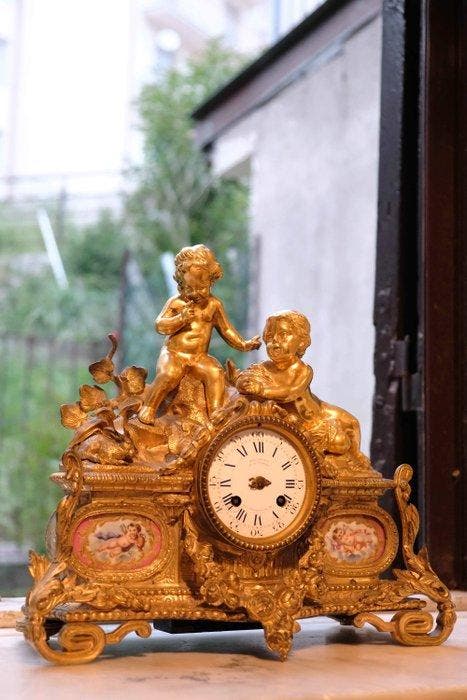 Figurale pendule - Bollotte Paris Ft De Bronzes Rue Nve, Antiek en Kunst, Antiek | Klokken