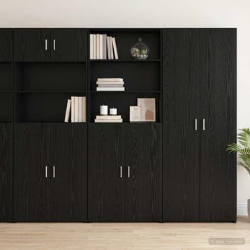 vidaXL Highboard Zwart eiken 70 x 42,5 x 185 cm Bewerkt hout, Verzenden, Nieuw