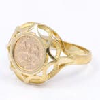 Ring - 14 karaat Geel goud, Beheyt, Kortrijk. - Muntring, Nieuw