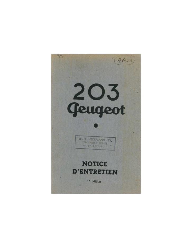 1949 PEUGEOT 203 INSTRUCTIEBOEKJE FRANS, Autos : Divers, Modes d'emploi & Notices d'utilisation