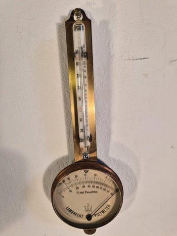 Lambrechts - Thermometer - Hout, Glas, Messing, Staal