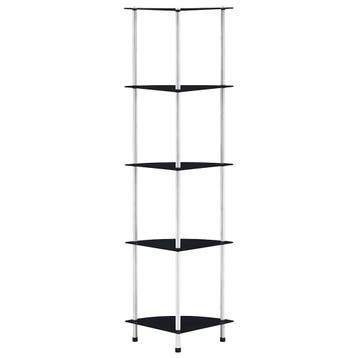vidaXL Kastje 5-laags 30x30x130 cm gehard glas zwart, Huis en Inrichting, Kasten | Boekenkasten, Verzenden, Nieuw
