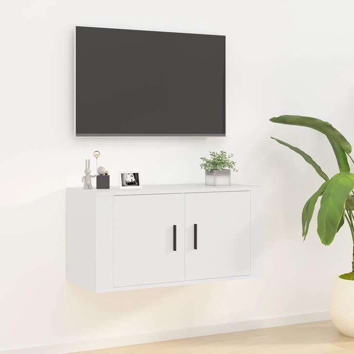 vidaXL Tv-wandmeubel 80x34,5x40 cm wit, Huis en Inrichting, Kasten |Televisiemeubels, Nieuw, Verzenden
