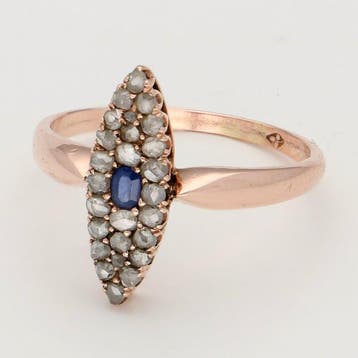 Ring - 14 karaat Roségoud Saffier - Diamant, Nieuw
