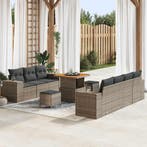 vidaXL Tuinbank Set met kussen met opslag 10 pcs Grijs Poly, Jardin & Terrasse, Verzenden