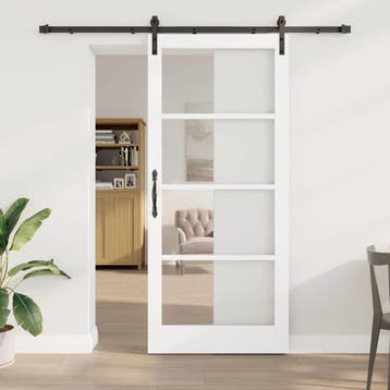 vidaXL Schuifdeur ORKDAL Wit en Zwart 93 x 211 cm, Doe-het-zelf en Bouw, Verzenden, Nieuw