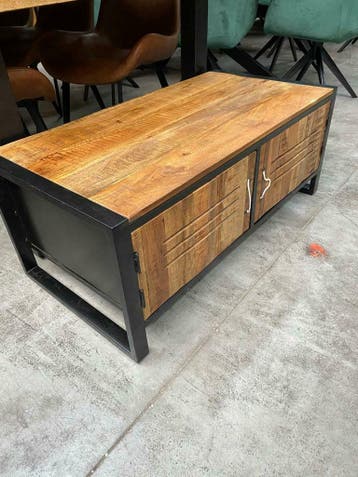 Frais salontafel mangohout + metaal (nieuw, A-keuze), Nieuw, Overige houtsoorten