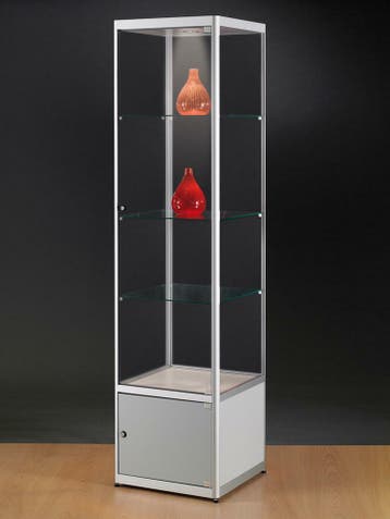*TIP*  Luxe vitrinekast aluminium 50 cm met onderkast en ha, Ophalen of Verzenden