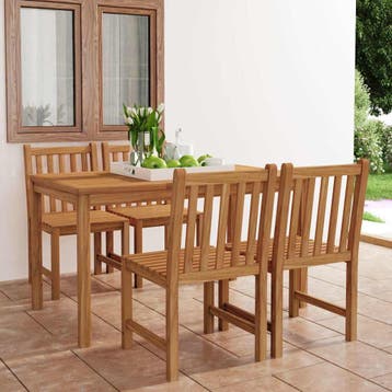 vidaXL 5-delige tuinset 140x80 cm massief teakhout, Verzenden, Tuinset