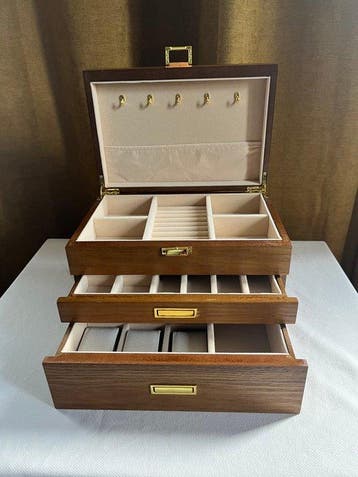Sieradendoos - 3 niveaus - Hout - Sieraden- en horlogedoos
