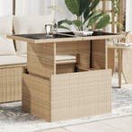 vidaXL Tuintafel met glazen blad 100x55x73 cm poly rattan, Tuin en Terras, Tuintafels, Verzenden, Nieuw