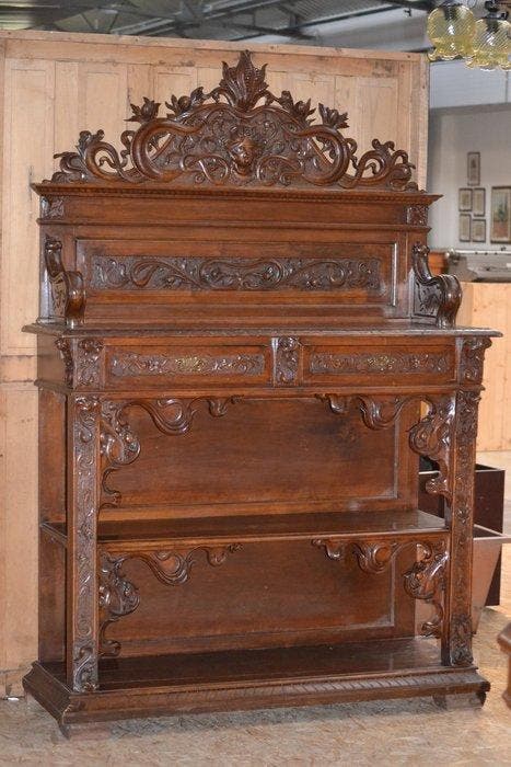 Credenza - Hout - Open buffetkast, Antiek en Kunst, Antiek | Overige Antiek