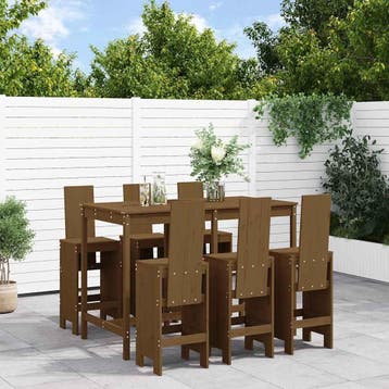 vidaXL 7-delige Tuinbarset massief grenenhout honingbruin, Tuin en Terras, Verzenden, Nieuw