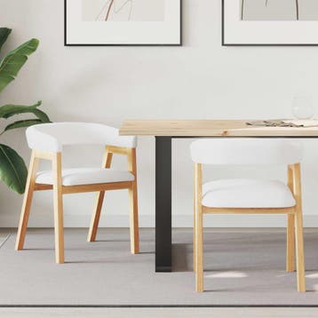 vidaXL Eetstoelen 2 st Massief Rubberhout Naturel 54 x 57 x, Verzenden