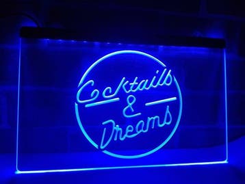 Cocktails & dreams en neon bord lamp verlichting cocktail *b, Verzenden, Nieuw