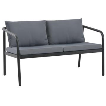 vidaXL Tuinbank tweezits met kussens aluminium grijs, Tuin en Terras, Verzenden, Nieuw