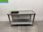 RVS Aanvoertafel tbv doorschuifvaatwasser 140 cm Horeca, Ophalen of Verzenden