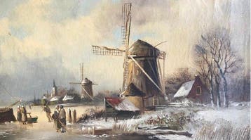 Hollandse school (XX) naar A Schelfhout - Winterlandschap, Antiquités & Art