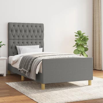 vidaXL Bedframe zonder matras 90x190 cm stof donkergrijs, Verzenden
