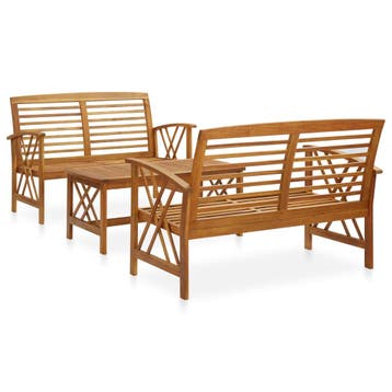 vidaXL 3-delige Loungeset massief acaciahout, Verzenden, Nieuw, Loungeset