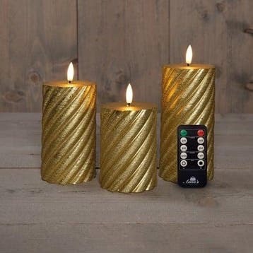Ledkaars 3d flame wax candle swirl goud annas collection, Hobby en Vrije tijd, Nieuw