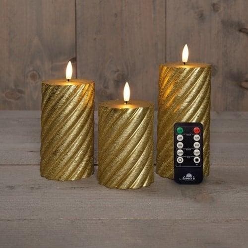 Ledkaars 3d flame wax candle swirl goud annas collection, Hobby & Loisirs créatifs, Bricolage