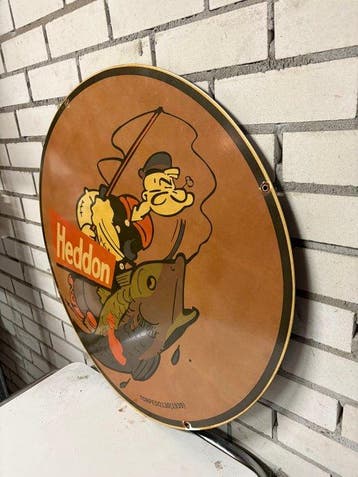 XXL Emaille reclamebord – Heddon visreclame met Popeye –