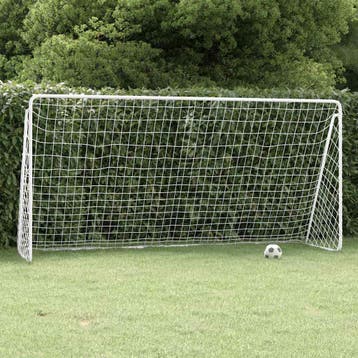 vidaXL Voetbaldoel met net 366x122x182 cm staal wit, Sport en Fitness, Verzenden, Nieuw