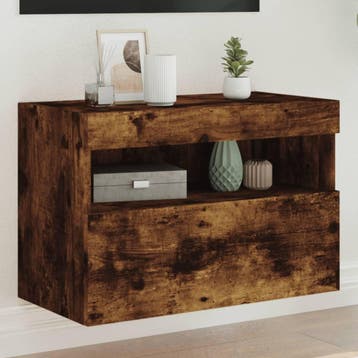 vidaXL Tv-wandmeubel met LED-verlichting 60x30x40 cm gerookt, Verzenden, Nieuw