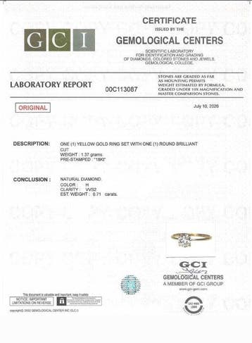 Zonder minimumprijs - Ring - 18 karaat Geel goud - 0.71ct.