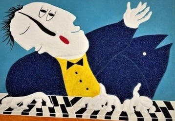 Ripollés (1932) - Pianista azul - Grabado Matérico