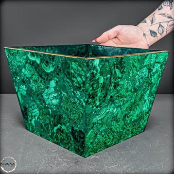 Coupe en malachite faite à la main – art naturel luxueux, Collections, Minéraux & Fossiles