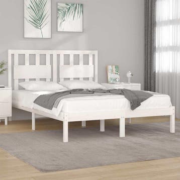 vidaXL Bedframe massief grenenhout wit 160x200 cm, Verzenden