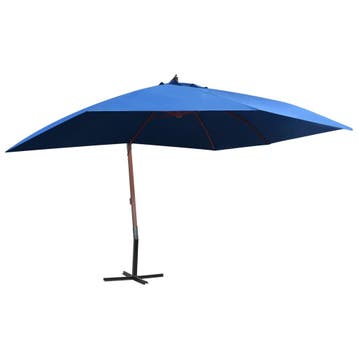 vidaXL Zweefparasol met houten paal 400x300 cm blauw, Verzenden