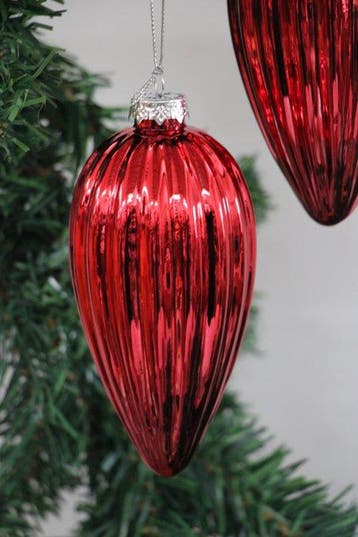 Kerstballen 6x conische kerstballen in rood, (6) - Glas, Diversen, Nieuw
