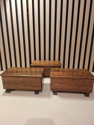 Sigarettendoos (3) - vintage - Eik - Opbergkistje -, Antiek en Kunst