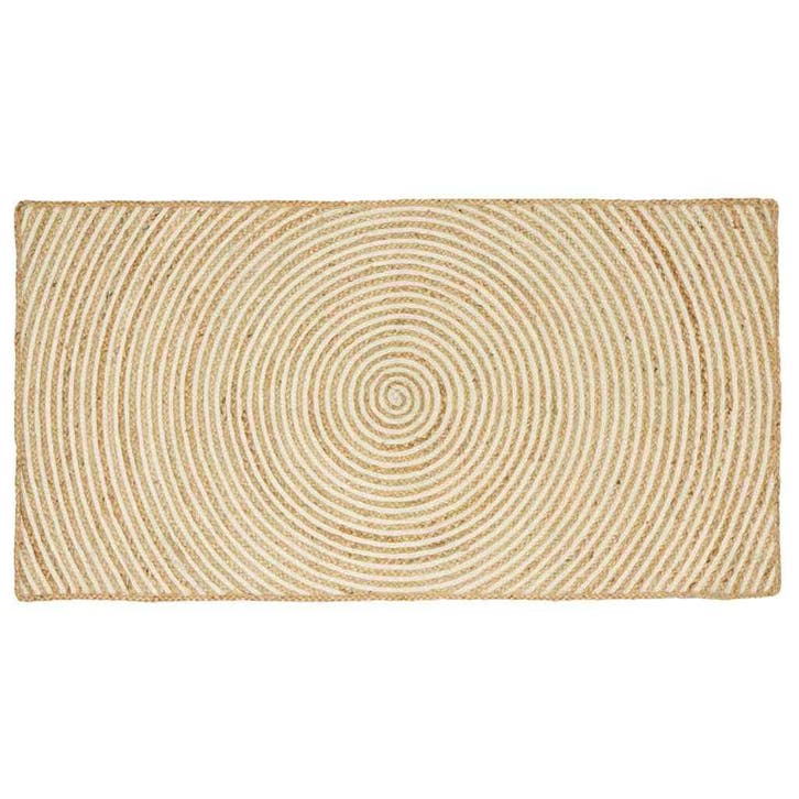 vidaXL Tapijt Natuurlijk en Wit 100 x 200 cm Jute, Maison & Meubles, Ameublement | Tapis & Moquettes, Envoi