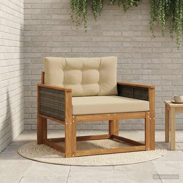 vidaXL Buiten Midden Sofa Naturel, Huis en Inrichting, Zetels | Voetbanken en poefs, Verzenden, Nieuw