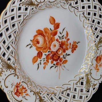 Meissen - Pierced hand-painted floral bouquet - Assiette -, Antiquités & Art