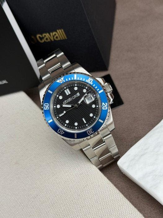 Roberto Cavalli - Date Blue - Sans prix de réserve -, Handtassen en Accessoires, Horloges | Heren