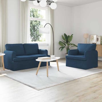 vidaXL bank / zetelstel 2 st Blauw Stof, Verzenden, Nieuw