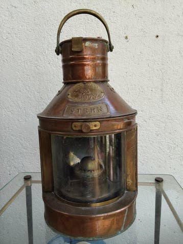 Lampe de marine - Lampe de marine Stern ancienne cuivre
