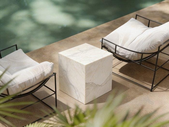 Formaminima - Table basse - Marbre Calacatta - Cube en, Antiek en Kunst, Kunst | Designobjecten