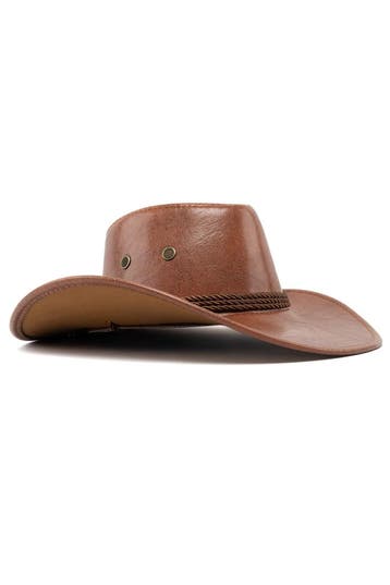 KIMU® Cowboyhoed Leatherlook Cognacbruin Cognac Bruin Leren, Kleding | Heren, Ophalen of Verzenden, Nieuw