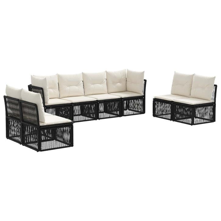 vidaXL Tuinbank Set 8 pcs Zwart poly rattan, Jardin & Terrasse, Ensembles de jardin, Envoi