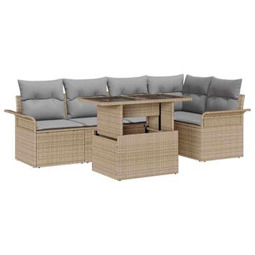 vidaXL Tuinbank Set 6 st Beige [Synthetisch]: Poly Riet, Verzenden
