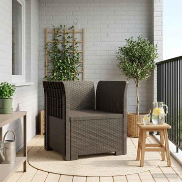 vidaXL Eén-zits Fauteuil Rieten Look PP Lichtgrijs, Verzenden, Nieuw