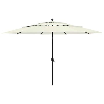 vidaXL Parasol 3-laags met aluminium paal 3,5 m zandkleurig, Verzenden