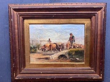 Simone Campanile (1828-1896) - Paesaggio agreste, Antiquités & Art