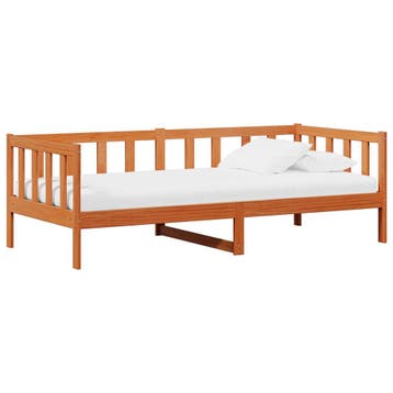 vidaXL Dagbed met hoofdeinde Wax Bruin en Wit 90 x 200 cm, Verzenden, Nieuw